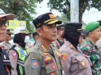 Kasatpol PP Palangka Raya, Berlianto saat mengikuti apel pengamanan Natal 2023