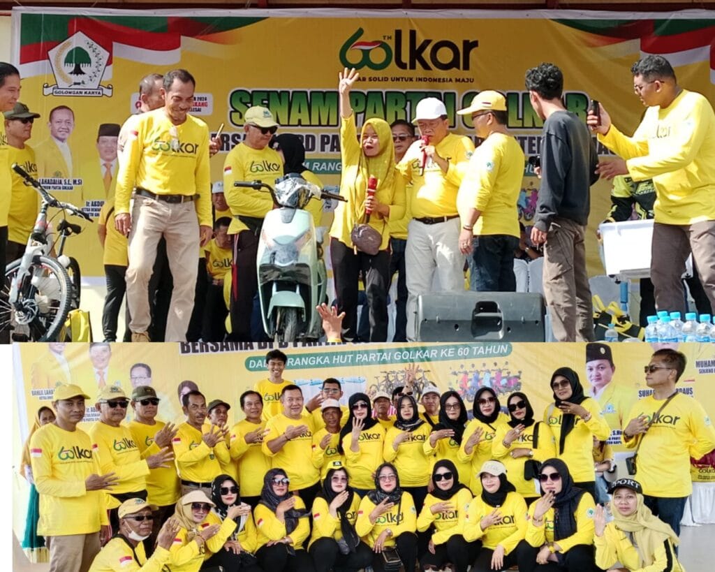 Peringati HUT ke-60, DPD Partai Golkar Kapuas Gelar Senam Bersama Paslon Bupati Erlin-Berkat dan Warga