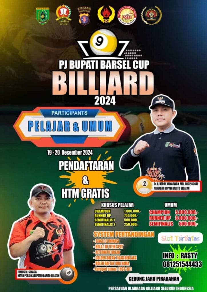 POBSI Barsel Gelar Kejuaraan “Pj Bupati Barsel Cup Billiard” untuk Cari Bibit Atlet Muda