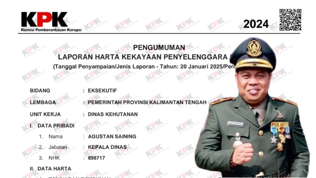 Kekayaan Kadis Kehutanan Kalteng Tembus Rp 3 Miliar, Puluhan Tanah dan Mobil Mewah Hingga Tanpa Hutang