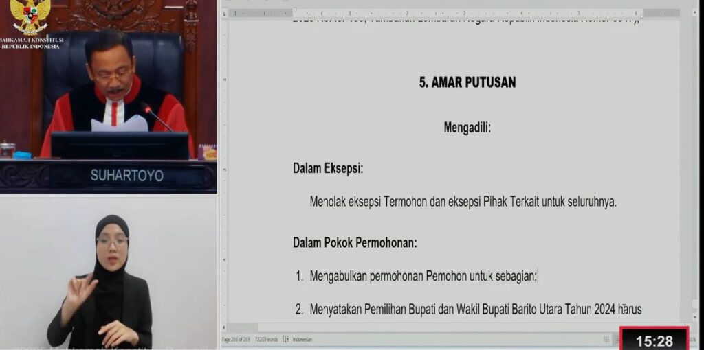 MK Diskualifikasi Dua Pasangan Calon di Pilkada Barito Utara karena Politik Uang