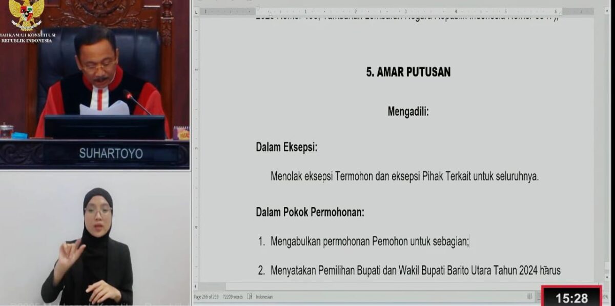 MK Diskualifikasi Dua Pasangan Calon di Pilkada Barito Utara karena Politik Uang