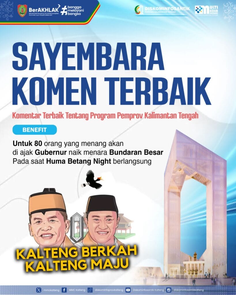 Pemprov Kalteng Gelar Sayembara Komentar Terbaik, 80 Pemenang Diajak ke Menara Bundaran Besar