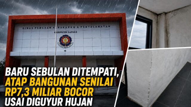 Diguyur Hujan, Gedung DPKP Kapuas Senilai Rp7,3 Miliar Bocor