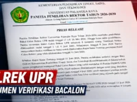 Dokumen press release Panitia Pemilihan Rektor UPR 2026–2030 terkait hasil verifikasi bakal calon rektor.
