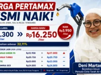 Foto menampilkan data harga Pertamax naik dan Bendahara Umum Pemuda Cinta Tanah Air atau PITA, Deni Martanti.