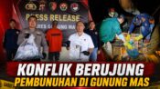 Foto polisi sedang menunjukkan barang bukti kasus pembunuhan di Polres Gunung Mas.