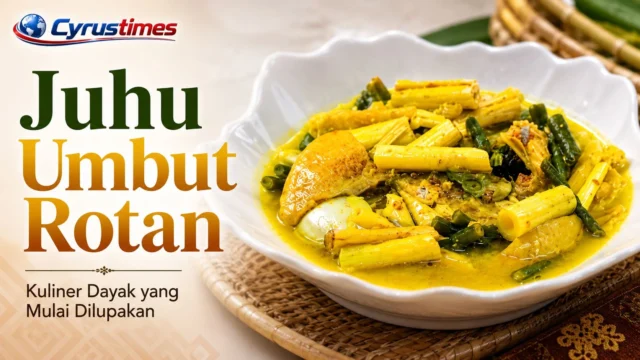 Ilustrasi juhu umbut rotan, kuliner khas Dayak Kalimantan Tengah berbahan rotan muda yang dimasak dengan ikan sungai.