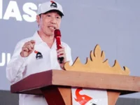 Presiden RI Ke-7 Joko Widodo saat memberikan sambutan di rapat koordinasi daerah PSI di Kabupaten Mesuji, Lampung, 26 Juni 2026. Dok. DPP PSI