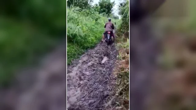 Tangkapan layar kondisi jalan rusak di Desa Soren Kotawaringin Timur yang menjadi akses utama warga.