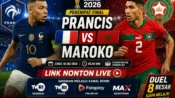 Link nonton Prancis vs Maroko live Piala Dunia 2026 melalui kanal resmi TVRI, TVRI Sport, Folaplay, dan MAXStream.