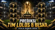 Prediksi tim lolos 8 besar Piala Dunia 2026 dari babak 16 besar.