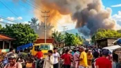 Situasi pasca bentrokan antarwarga di Flores Timur, Nusa Tenggara Timur, yang dipicu sengketa tanah dan mengakibatkan korban jiwa serta puluhan rumah terbakar.