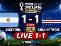 Live skor Argentina vs Tanjung Verde 1-1 di babak 32 besar Piala Dunia 2026.