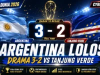 Argentina menang 3-2 atas Tanjung Verde dan lolos ke 16 besar Piala Dunia 2026.