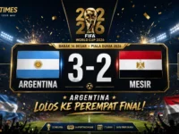Hasil Argentina vs Mesir 3-2 di babak 16 besar Piala Dunia 2026.