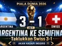 Hasil Argentina vs Swiss 3-1, Argentina lolos ke semifinal Piala Dunia 2026 dan akan menghadapi Inggris.