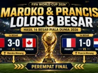 Hasil pertandingan babak 16 besar Piala Dunia 2026, Maroko menang 3-0 atas Kanada dan Prancis menang 1-0 atas Paraguay.