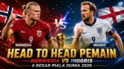 Head to head pemain Norwegia vs Inggris jelang babak 8 besar Piala Dunia 2026, Haaland menghadapi Kane dan Ødegaard melawan Bellingham.