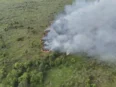 Pantauan udara kebakaran lahan gambut di Jalan Danau Rangas, Kota Palangka Raya.