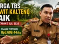 Ilustrasi berita harga TBS sawit Kalimantan Tengah naik dengan foto Kepala Dinas Perkebunan Kalteng Rizky R Badjuri dan latar perkebunan kelapa sawit.