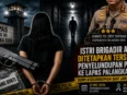 Ilustrasi kriminal penetapan istri Brigadir Anton sebagai tersangka penyelundupan pistol ke Lapas Kelas IIA Palangka Raya, menampilkan ilustrasi lapas, barang bukti senjata api, garis polisi, dan konferensi pers Kapolresta Palangka Raya.