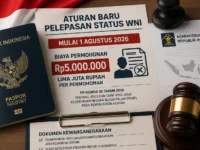 Ilustrasi paspor Indonesia dan dokumen kewarganegaraan terkait aturan baru biaya pelepasan status WNI.