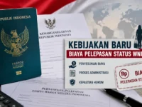 Ilustrasi paspor Indonesia dan dokumen kewarganegaraan terkait kebijakan baru biaya pelepasan status WNI.