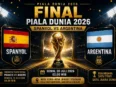 Ilustrasi pertandingan final Piala Dunia 2026 antara Spanyol dan Argentina.