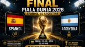 Ilustrasi pertandingan final Piala Dunia 2026 antara Spanyol dan Argentina.