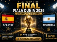 Ilustrasi pertandingan final Piala Dunia 2026 antara Spanyol dan Argentina.