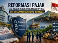 Ilustrasi reformasi sistem perpajakan dan penguatan penerimaan negara melalui optimalisasi sumber daya alam Indonesia.