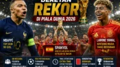 Ilustrasi rekor-rekor bersejarah yang tercipta sepanjang Piala Dunia 2026.