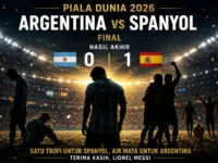 Ilustrasi siluet Lionel Messi usai final Piala Dunia 2026 bersama Argentina.