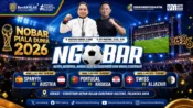 Jadwal nobar Piala Dunia 2026 di Videotron depan Rujab Gubernur Kalteng Palangka Raya.