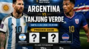 Prediksi skor Argentina vs Tanjung Verde di babak 32 besar Piala Dunia 2026.