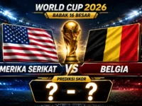 Prediksi skor Amerika Serikat vs Belgia di babak 16 besar Piala Dunia 2026.