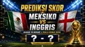 Prediksi skor Meksiko vs Inggris di babak 16 besar Piala Dunia 2026.