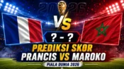 Prediksi skor Prancis vs Maroko di babak 8 besar Piala Dunia 2026 dengan prediksi 2-1 untuk Prancis.