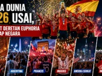 Suporter merayakan berakhirnya Piala Dunia 2026 setelah Spanyol menjadi juara dunia