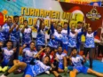 Tim Aji Jaya merayakan kemenangan atas Polres Kotim di babak perempat final Turnamen Voli Kapolda Cup II 2026.
