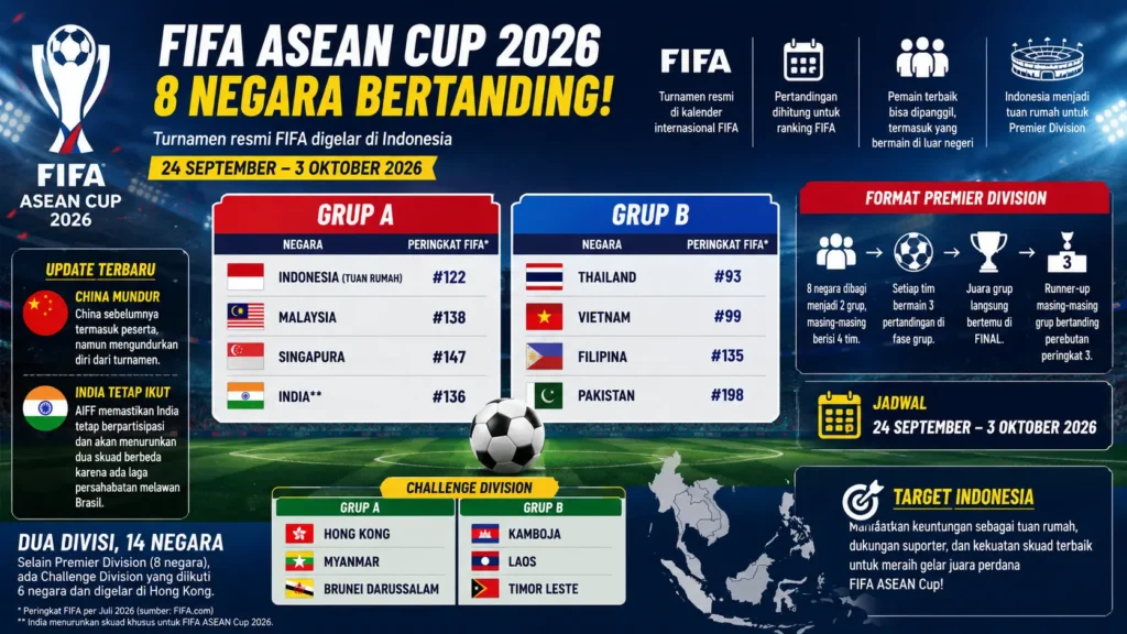 FIFA ASEAN Cup 2026: 8 Negara Bertanding, Indonesia Satu Grup dengan Malaysia