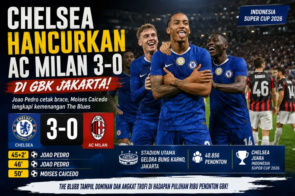 Chelsea Hancurkan AC Milan 3-0 di GBK, Joao Pedro Jadi Bintang