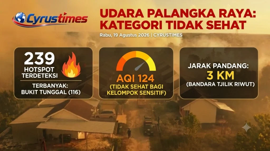 239 Hotspot Terdeteksi di Palangka Raya, Udara Masuk Kategori Tidak Sehat