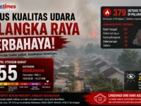 Asap karhutla menyelimuti Palangka Raya saat AQI mencapai 355