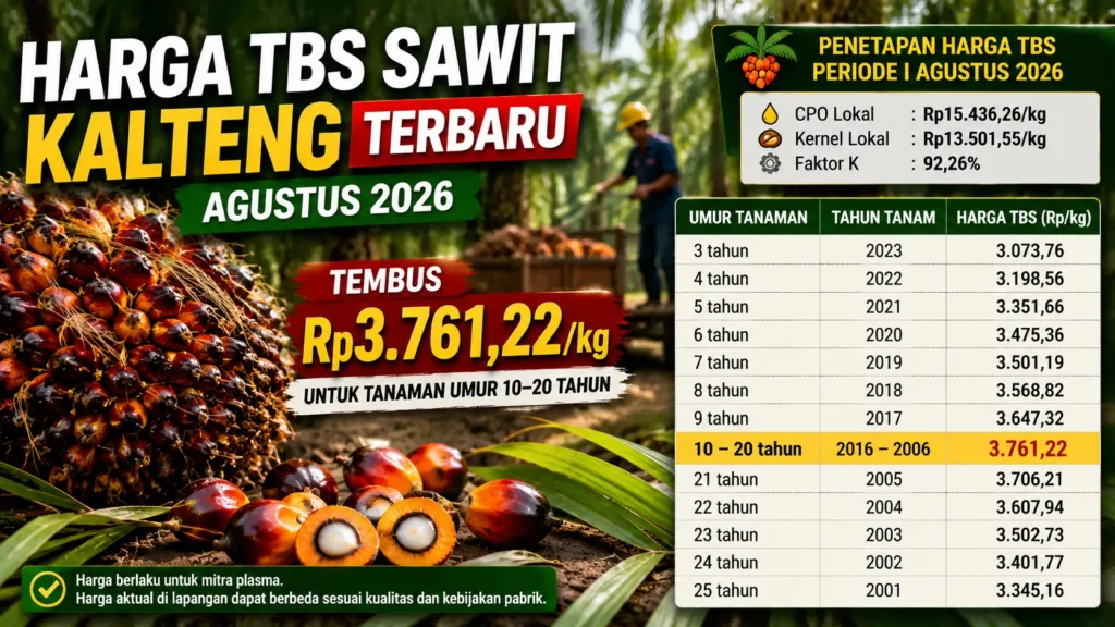 TBS Sawit Kalteng Naik? Ini Harga Terbaru Agustus 2026