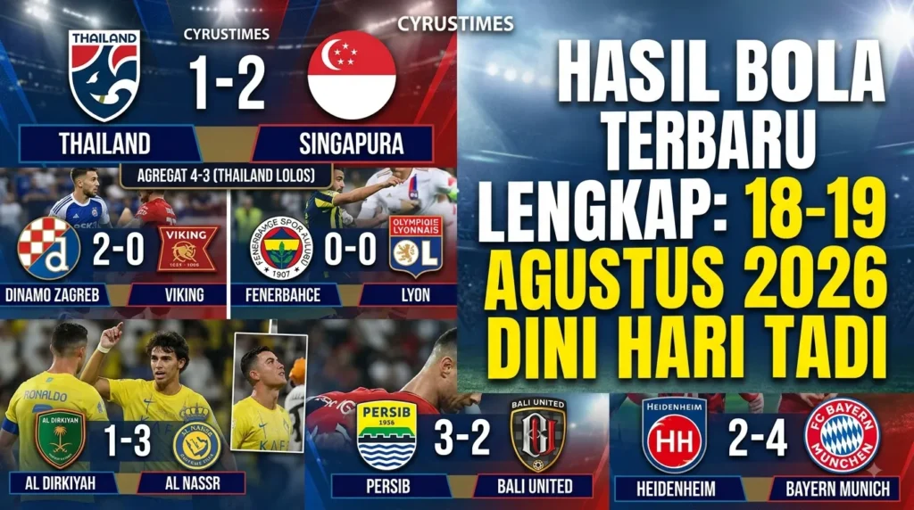 Hasil Bola Terbaru Lengkap 18-19 Agustus 2026 Dini Hari Tadi