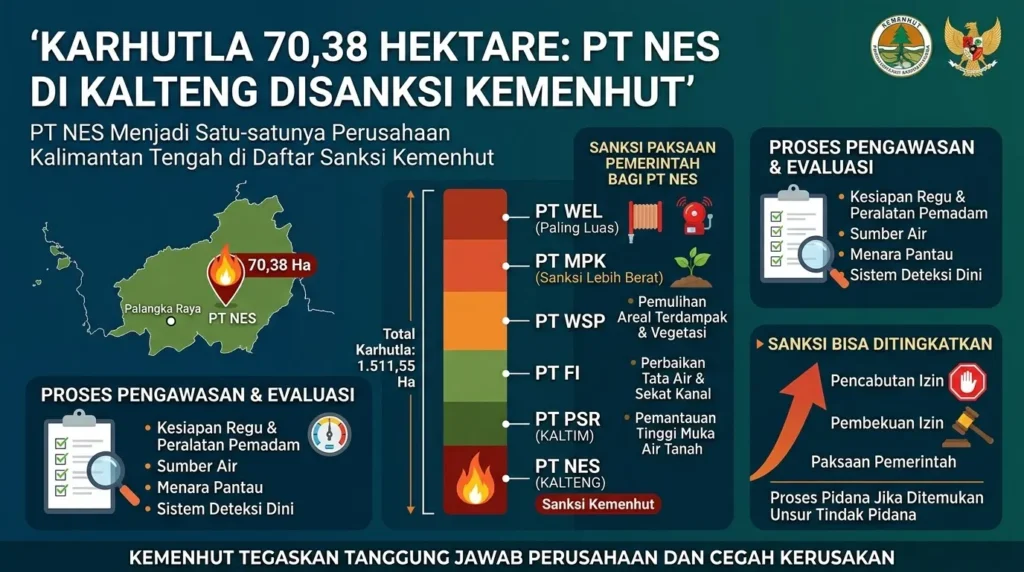 PT NES di Kalteng Disanksi Kemenhut, Karhutla Capai 70,38 Hektare