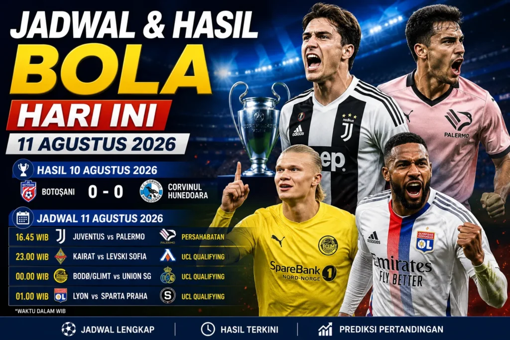 Hasil, Jadwal & Prediksi Bola Hari Ini 11 Agustus 2026, Lengkap
