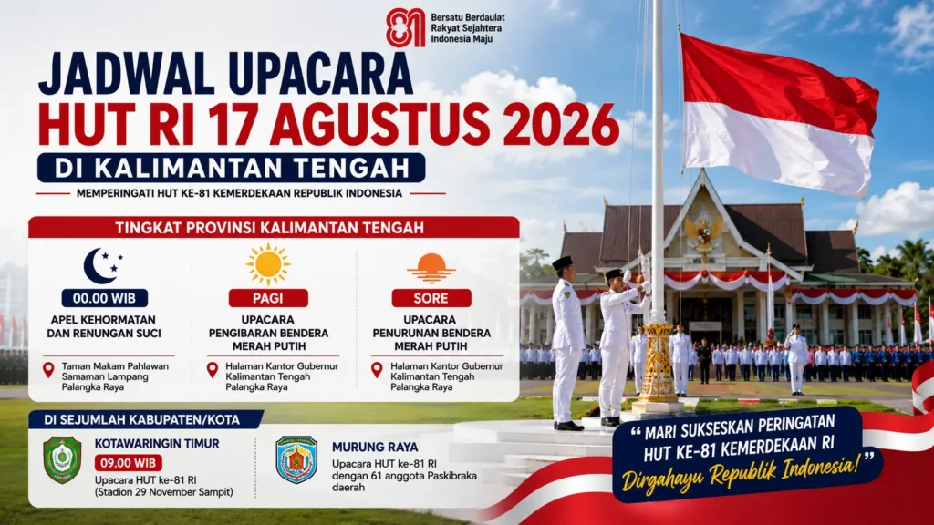 Jadwal Upacara HUT RI 17 Agustus 2026 di Kalteng, Lengkap